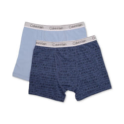 Calvin Klein Boy`s Modern Cotton Stretch Logo Boxer Briefs 2 Pack (Blu