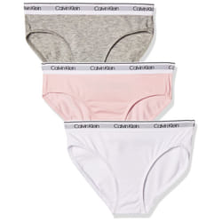 Calvin Klein Girls Little Modern Cotton Bikini Panty Underwear  3 PackCrystal Pink  Classic White  Heather Grey  XLarge