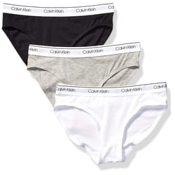 Calvin Klein Girls Little Modern Cotton Bikini Panty Underwear  3 PackHeather Grey  Classic White  Black  Medium