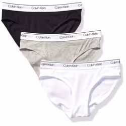 Calvin Klein Girls Little Modern Cotton Bikini Panty Underwear  3 PackHeather Grey  Classic White  Black  XLarge