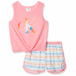 Calvin Klein Girls' Little 2 Piece Sleepwear T-Shirt and Shorts Pajama