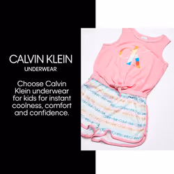 Calvin Klein Girls' Little 2 Piece Sleepwear T-Shirt and Shorts Pajama