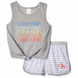 Calvin Klein Girls' Little 2 Piece Sleepwear T-Shirt and Shorts Pajama