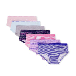 Calvin Klein Little Girls Modern Cotton Hipster  Multipack Underwear  Purple  Grey  Pink  Nude  Lilac  Blue  Purple  XLarge