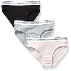 Calvin Klein Girls Little Modern Cotton Bikini Panty Underwear  3 PackBlack  Crystal Pink  Heather Grey  Medium