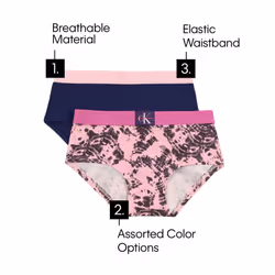 Calvin Klein Girls Little Modern Cotton Bikini Panty Underwear  3 PackBlack  Crystal Pink  Heather Grey  Small