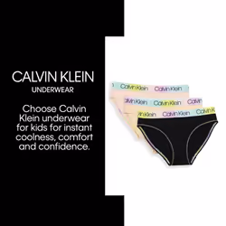 Calvin Klein Girls Little Modern Cotton Bikini Panty Underwear  3 PackBlack  Crystal Pink  Heather Grey  Small