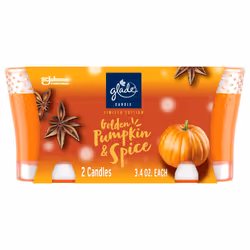 Glade Candle Jar Air Freshener Golden Pumpkin & Spice Limited Edition Scent 3.4 oz 2 Count