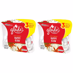 6 X Glade Electric Plug In Refill Apple Cinnamon Happy Glow