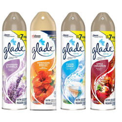 Glade Spray Collection 4 Flavors: Lavender & Vanilla  Hawaiian Breeze  Clean Linen & Apple Cinnamon. Pack of 4.