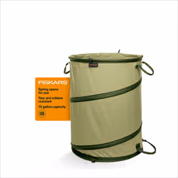 Fiskars Kangaroo Collapsible Garden Bag for Yard Waste  10 Gallon Reusable Container for Lawn Care and Gardening
