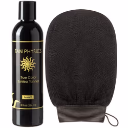 Tan Physics Self Tanner 8 Fl oz with Exfoliation Mitt by Quest Skin Care - Tan Physics True Color Sunless Tanner - Tan Physi ...