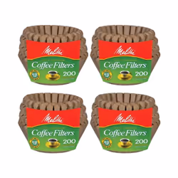 Melitta 8-12 Cup Basket Filter Paper Natural Brown 200 Count Pack of 4