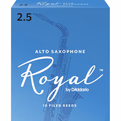 D'Addario Royal Alto Saxophone 2.5, Filed reed, Alto saxophone, Cane, 10 pc(s), Box