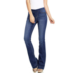 cello Womens Juniors Mid Waist Skinny Fit Bootcut Pants Dark Denim  La