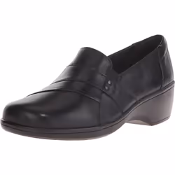 Clarks womens May Marigold Slip On Loafer  Black Leather  6.5 US