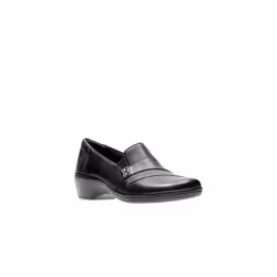 Clarks womens May Marigold Slip On Loafer  Black Leather  6.5 US
