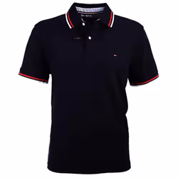 Tommy Hilfiger Men's Striped Collar Polo (XXL  Black)
