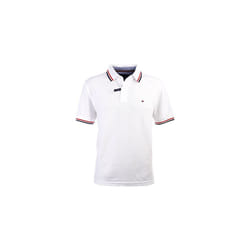 Tommy Hilfiger Men's Striped Collar Polo (Medium  White)