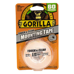 Gorilla Tough & Clear; Double Sided Mounting Tape; Weatherproof; 1"""" x 60""""; Clear; (Pack of 1)
