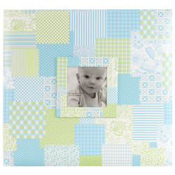 MCS Expandable 10-Page Baby Scrapbook Album with Photo Opening Cover and 12 x 12 Inch Pages  13.5 x 12.5 Inch  Baby Blue Quilt