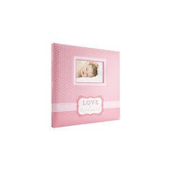 MBI 13.5x12.5 Inch "Love at First Sight" Baby Scrapbook Album with 12x12 Inch Pages, Pink (860126)