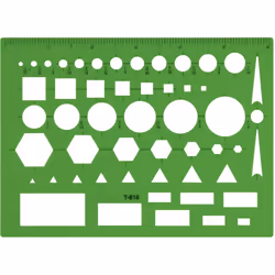 Westcott T-816 All-Purpose Technical Drawing Template Plastic Shape Template Tool Green 4.5 by 6 In