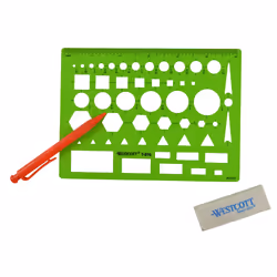 Westcott T-816 All-Purpose Technical Drawing Template  Plastic Shape Template Tool  Green  4.5 by 6 In