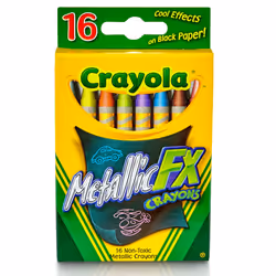Crayola Metallic Crayons (16ct)  Kids Crayons for Coloring and Drawing  Glitter  Shiny  and Unique Colors  Gift for Kids  Nontoxic  3+