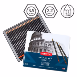 Derwent Graphic Pencils  Metal Tin  24 Count (34202)