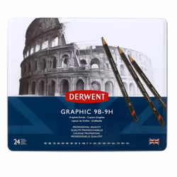 Derwent 34202 Graphic Full Set Graphite Drawing Pencils, Professional Quality, Black ,Set of 24
