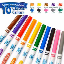 Crayola Ultra-Clean Washable Markers, Fine Line Multicolor, 10 Count