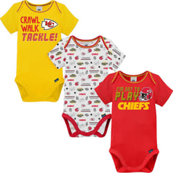 Gerber Unisex Baby Baby Boys NFL 3 Pack Short Sleeve Onesie Bodysuit  Team Color  0-3 Months