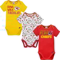 Gerber Unisex Baby Baby Boys NFL 3 Pack Short Sleeve Onesie Bodysuit  Team Color  6-12 Months