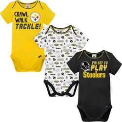 Gerber Unisex Baby Baby Boys NFL 3 Pack Short Sleeve Onesie Bodysuit  Team Color  0-3 Months