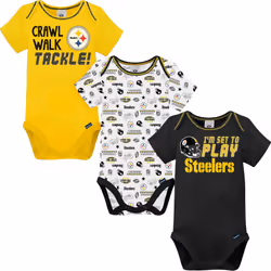 Gerber Unisex Baby Baby Boys NFL 3 Pack Short Sleeve Onesie Bodysuit  Team Color  6-12 Months