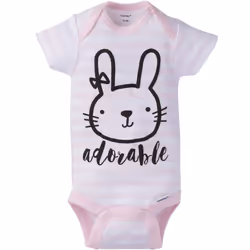 Gerber Baby Girl's 8-Pack Short Sleeve Onesies Bodysuits  Pink Bunny  Newborn