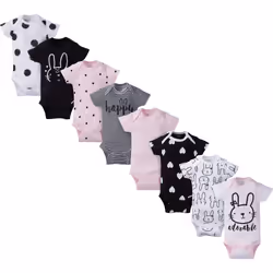 Gerber Baby Girl's 8-Pack Short Sleeve Onesies Bodysuits Pink Bunny 3-6 Months