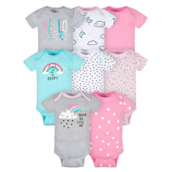 Gerber Baby 8-Pack Short Sleeve Onesies Bodysuits  Clouds  0-3 Months