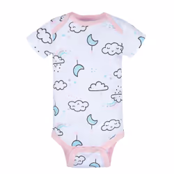 Gerber Baby Girl's 8-Pack Short Sleeve Onesies Bodysuits  Clouds  12 Months