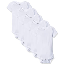 Gerber Baby 5-Pack Solid Onesies Bodysuits  White  0-3 Months