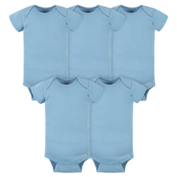 Gerber Baby 5-Pack Solid Onesies Bodysuits  Blue  6-9 Months