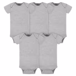 Gerber Baby 5-Pack Solid Onesies Bodysuits Gray 6-9 Months