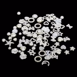 100Pcs Assorted Pearl Bead Flat Back Scrapbook for Craft