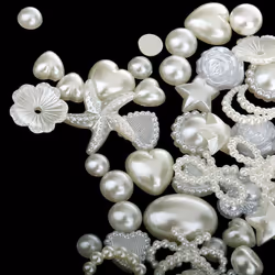 100Pcs Assorted Pearl Bead Flat Back Scrapbook for Craft