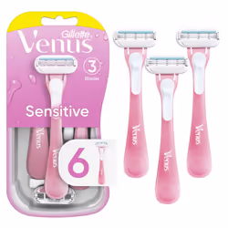 Gillette Venus Sensitive Disposable Razors for Women with Sensitive Skin 6 Count Delivers Close Shave with Comfort