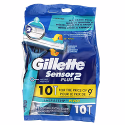 Gillette, Sensor 2 Plus, Pivoting Head, Disposable Razors, 10 Count