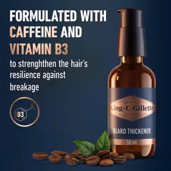 King C. Gillette Beard Thickener formulated with Vitamin B complex and Caffeine  1.7oz