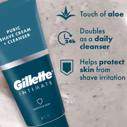 Gillette Intimate 2 in 1 Pubic Shave Cream + Cleanser  Gentle Formula  Formulated for Pubic Hair & Skin  with Aloe  Paraben Free (177 ml)
