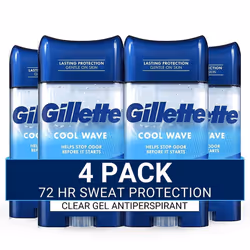 Gillette Antiperspirant and Deodorant for Men 72-Hour Sweat Protection Clear Gel Cool Wave Scent 3.8 oz (Pack of 4)